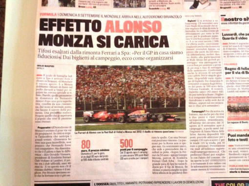 Giorgio Meroni intervistato dalla Gazzetta dello Sport agosto 2013