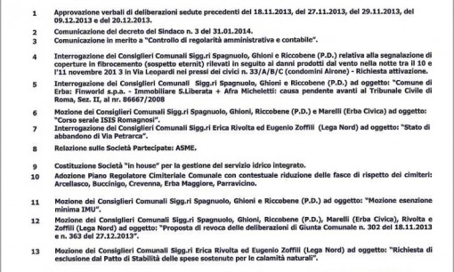 Consiglio comunale Erba 24 febbraio 2014