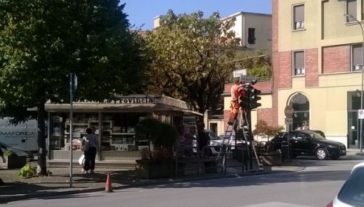 Lavori semaforo corso XXV Aprile Erba settembre 2014
