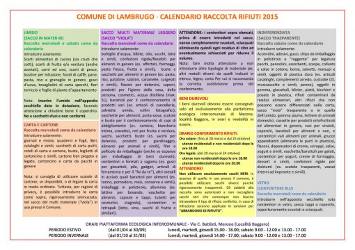 calendario raccolta rifiuti Lambrugo 2