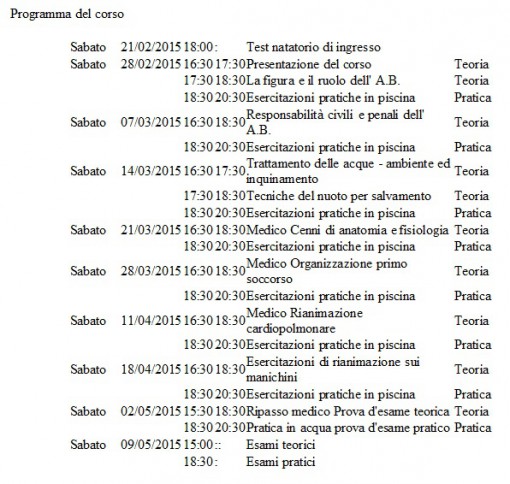 corso nuoto