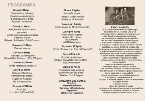 programma speleo erba