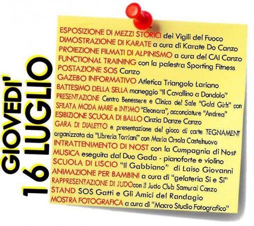 luglio giovedi canzo