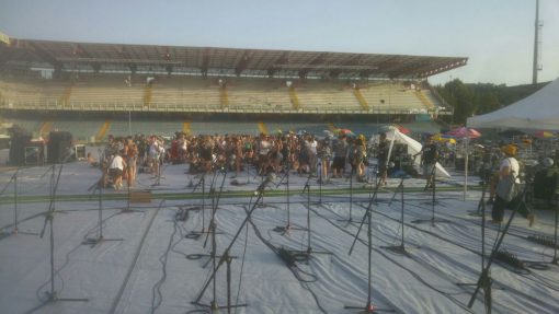 Il palco allo stadio di Cesena