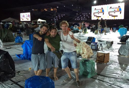 I tre musicisti erbesi alle prove allo stadio di Cesena