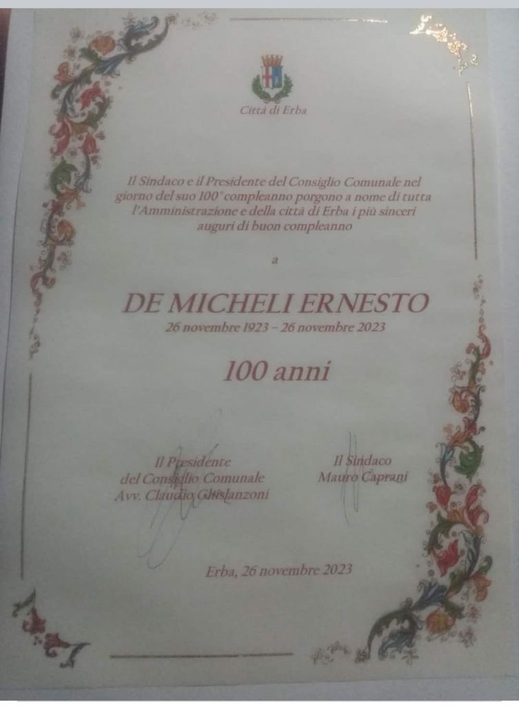 ernesto de micheli 100 anni